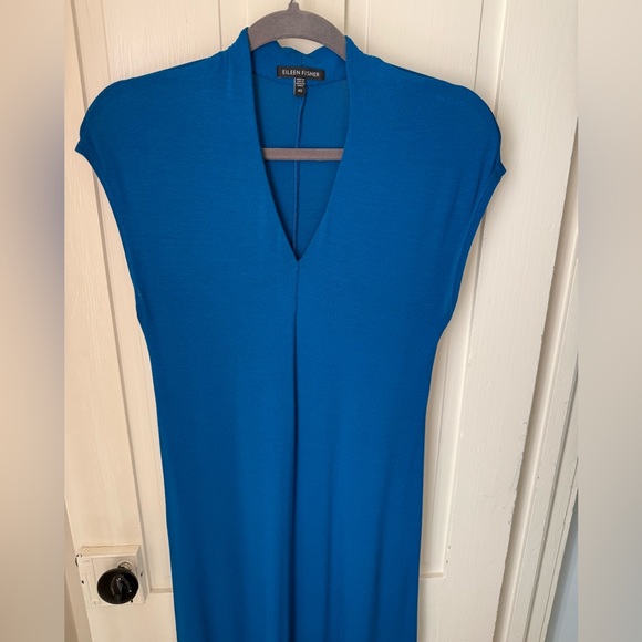 Eileen Fisher Vibrant Blue Midi Dress - Picture 3 of 5